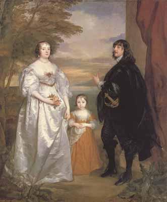 Anthony Van Dyck Portrait of the earl and countess of derby and their daughter (mk03) France oil painting art